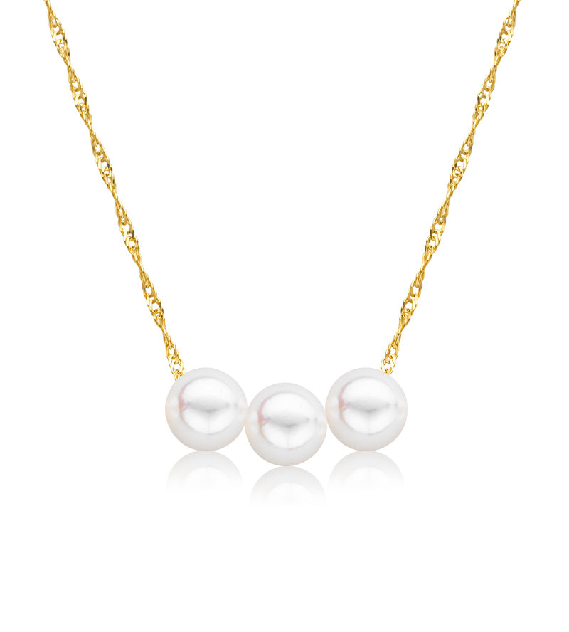 Cultured Starter Necklace (1) 7.5mm on a 16" 14k Yellow Gold Premium Chain