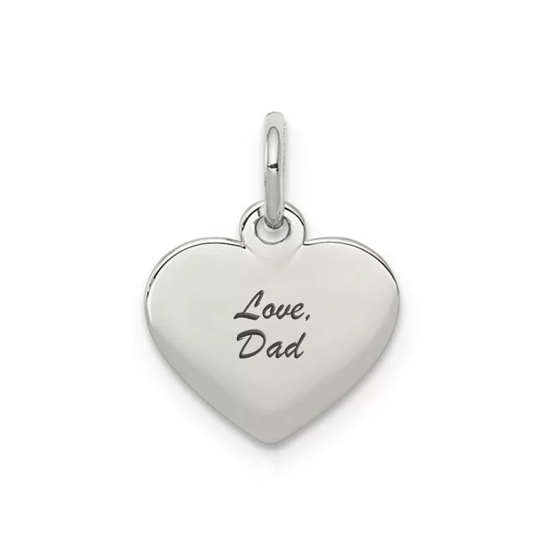 White gold heart script charm
