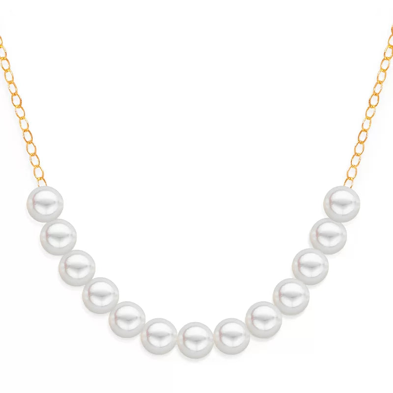 Gold necklace with 13 uniform pearls