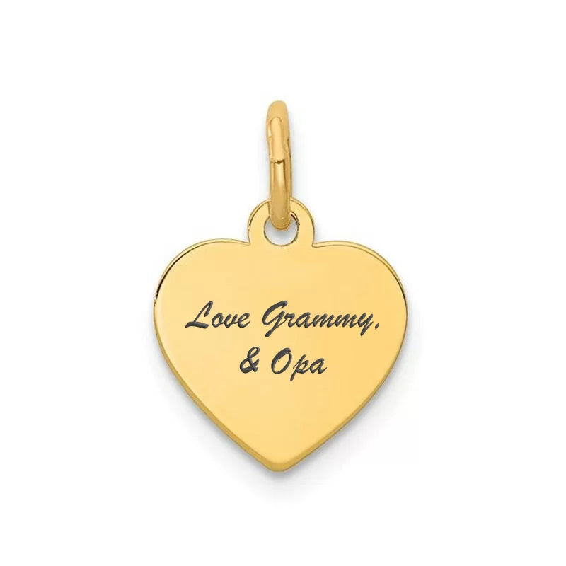 Gold heart script charm