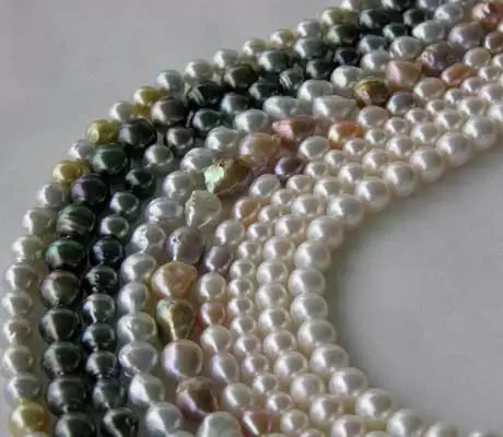 Strands of pearls showcasing different pearl types.