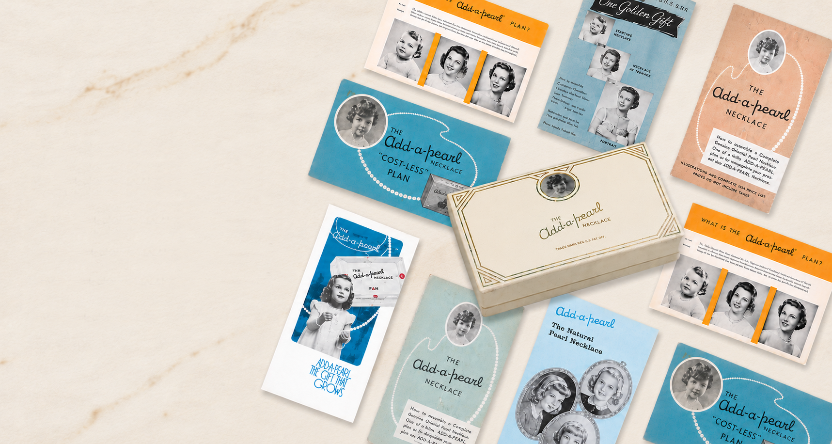 Add-A-Pearl Vintage brochures and box