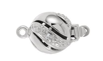 Diamond Ball Clasp - 14k White Gold