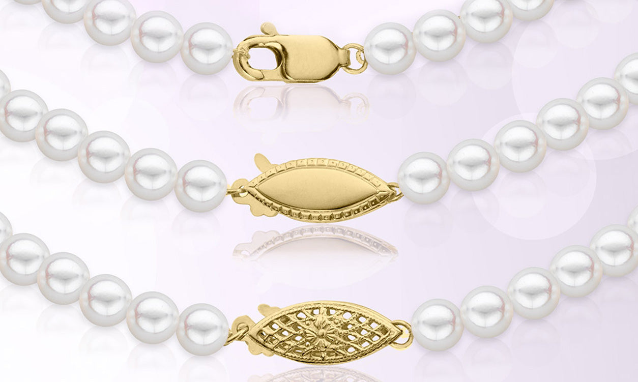 14k gold clasps with pearls on soft lavender