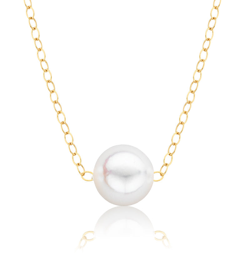 Cultured Starter Necklace (3) 8mm on a 16" 14k Yellow Gold Original Chain