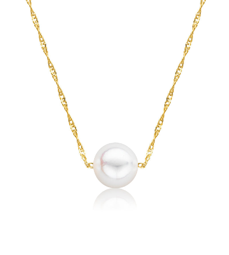 Cultured Starter Necklace (1) 6.5mm on a 16" 14k White Gold Premium Chain