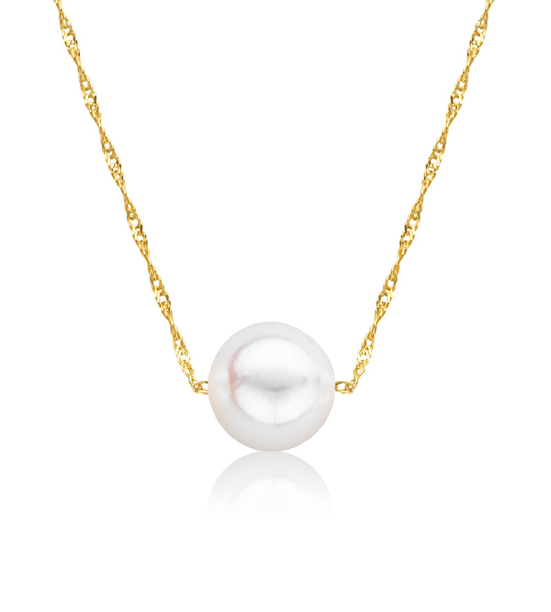 Cultured Starter Necklace (3) 6.5mm on a 16" 14k White Gold Premium Chain