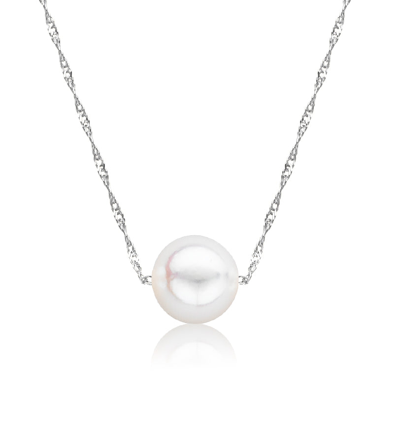 Cultured Starter Necklace (4) 4mm on a 16" 14k White Gold Premium Chain