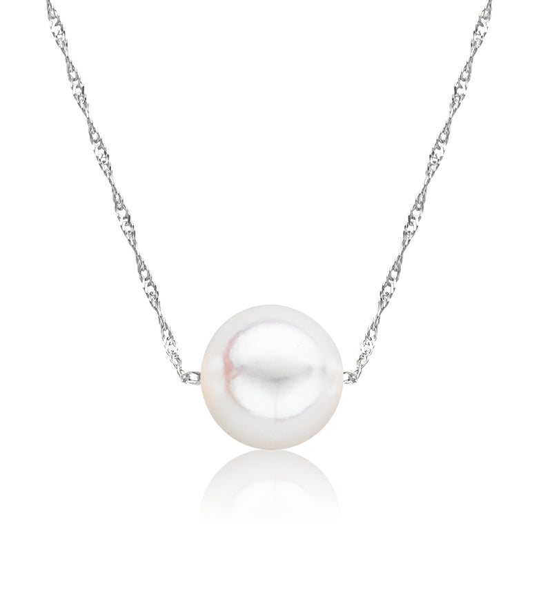 Cultured Starter Necklace (3) 3.5mm on a 16" 14k White Gold Premium Chain