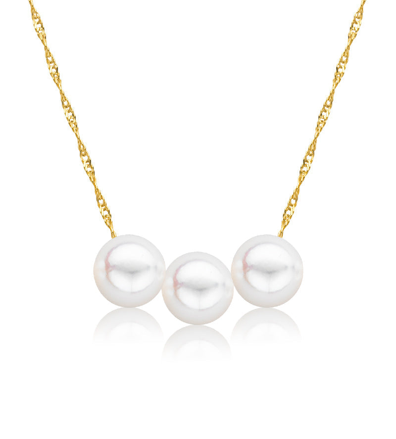 Cultured Starter Necklace (4) 8mm on a 16" 14k Yellow Gold Premium Chain