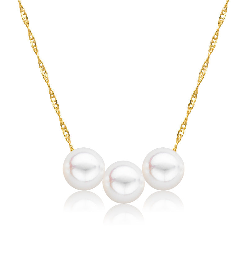 Cultured Starter Necklace (1) 8mm on a 16" 14k Yellow Gold Premium Chain