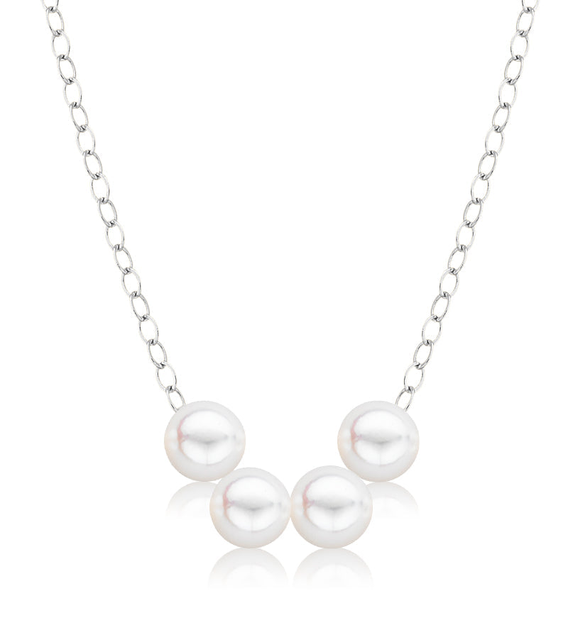 Cultured Starter Necklace (4) 5mm on a 16" 14k White Gold Original Chain