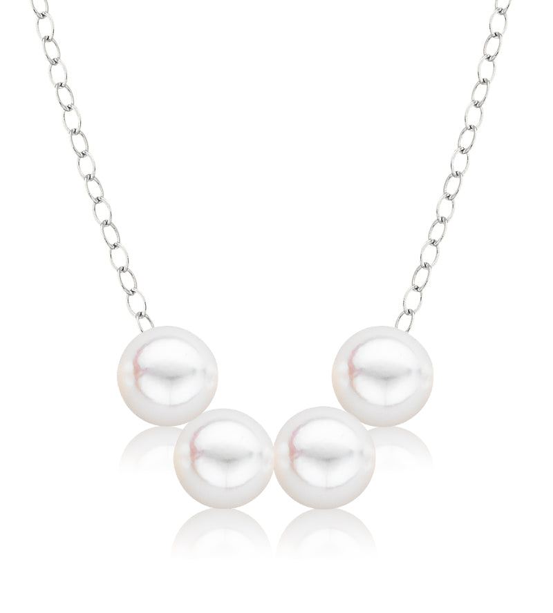 Cultured Starter Necklace (4) 4.5mm on a 16" 14k White Gold Original Chain