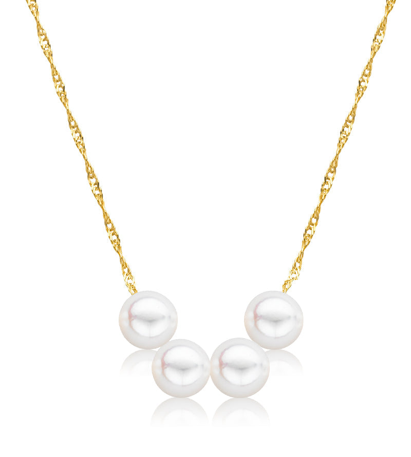 Cultured Starter Necklace (4) 8mm on a 16" 14k White Gold Premium Chain