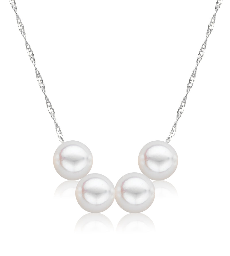 Cultured Starter Necklace (4) 5.5mm on a 16" 14k Yellow Gold Premium Chain