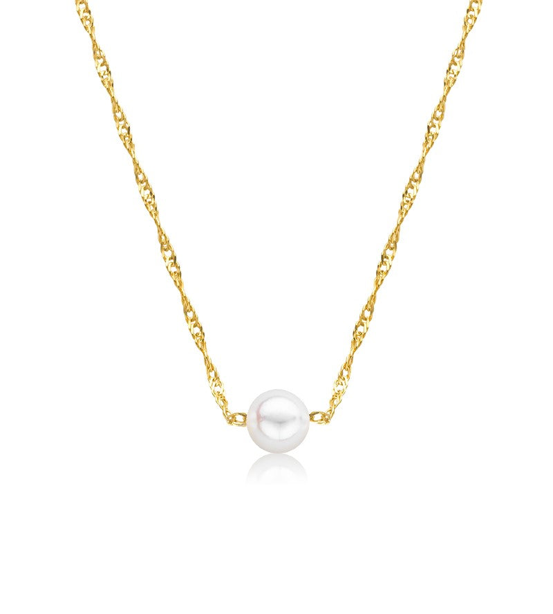 Cultured Starter Necklace (4) 6.5mm on a 16" 14k White Gold Premium Chain