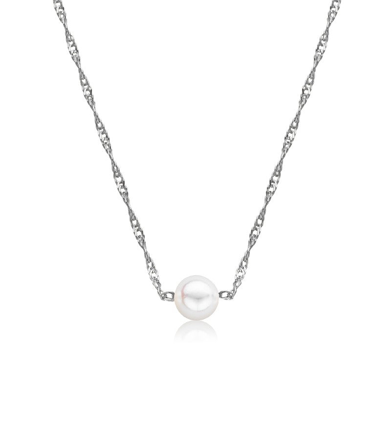 Cultured Starter Necklace (3) 4mm on a 16" 14k White Gold Premium Chain