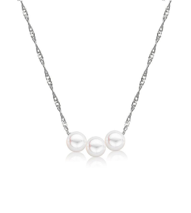 Cultured Starter Necklace (1) 5mm on a 16" 14k White Gold Premium Chain