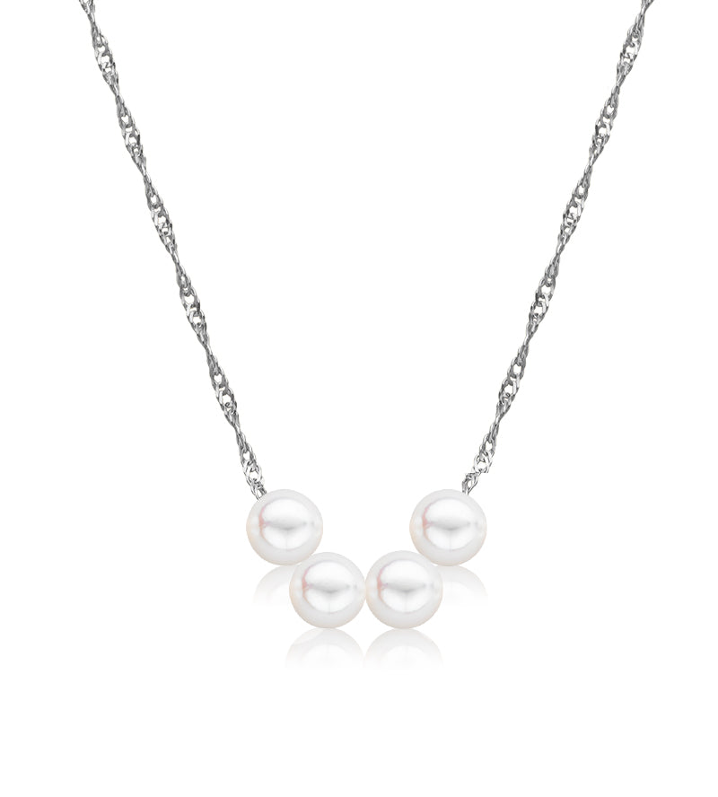 Cultured Starter Necklace (4) 5mm on a 16" 14k White Gold Premium Chain