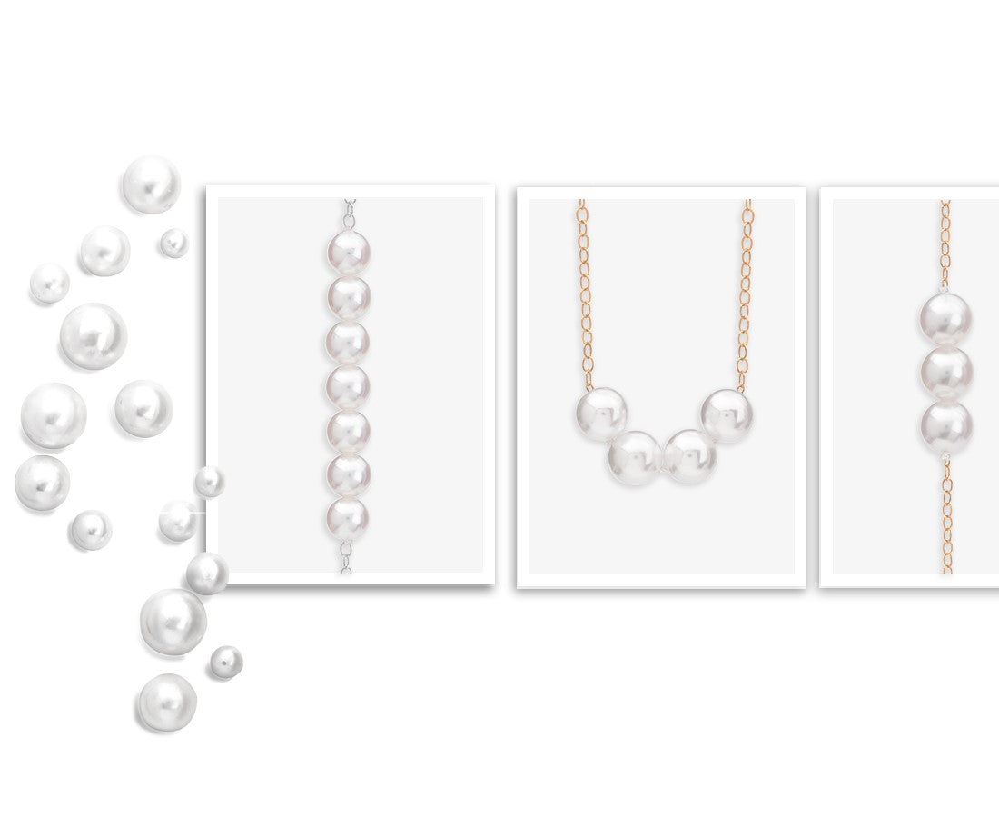 Pearl-sizing sieves with cultured pearls being measured by an Add-A-Pearl specialist