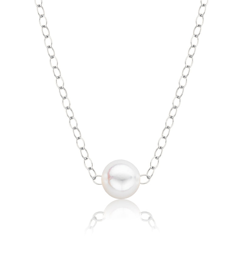 Cultured Starter Necklace (1) 3.5mm on a 16" 14k Yellow Gold Original Chain