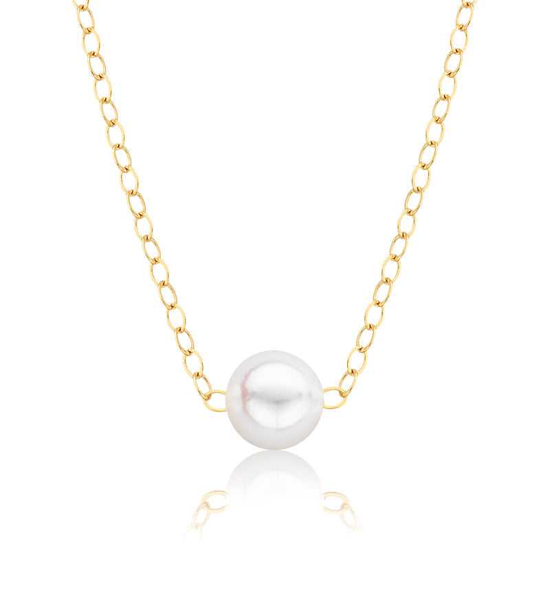 Cultured Starter Necklace (1) 3mm on a 16" 14k White Gold Premium Chain