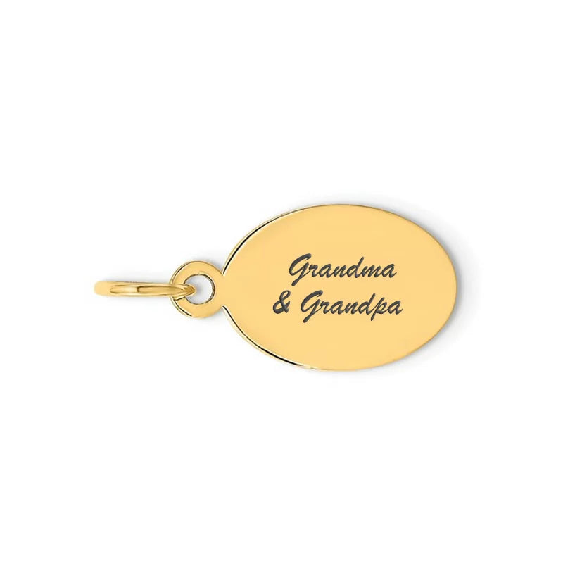 Yellow oval script charm