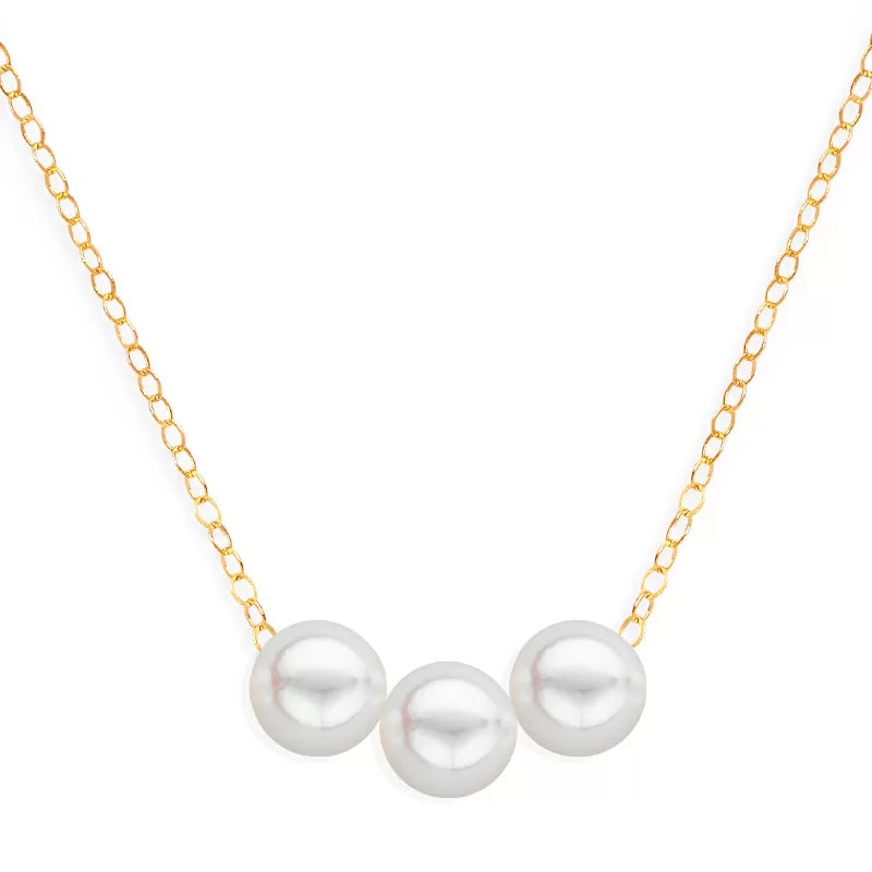 Gold necklace with 3 uniform pearls