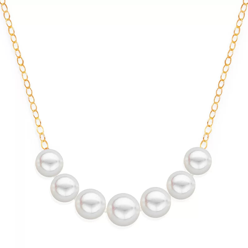 Gold necklace with 7 graduated pearls