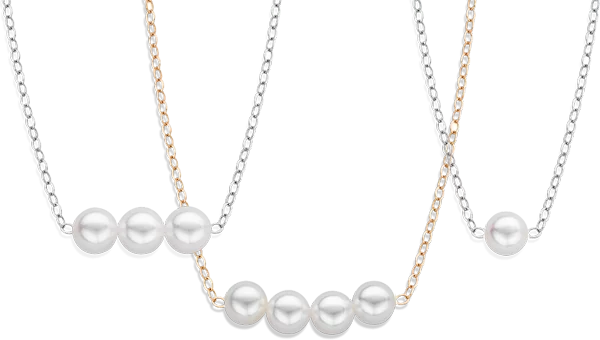 Yellow gold, white gold, and sterling silver chains side by side