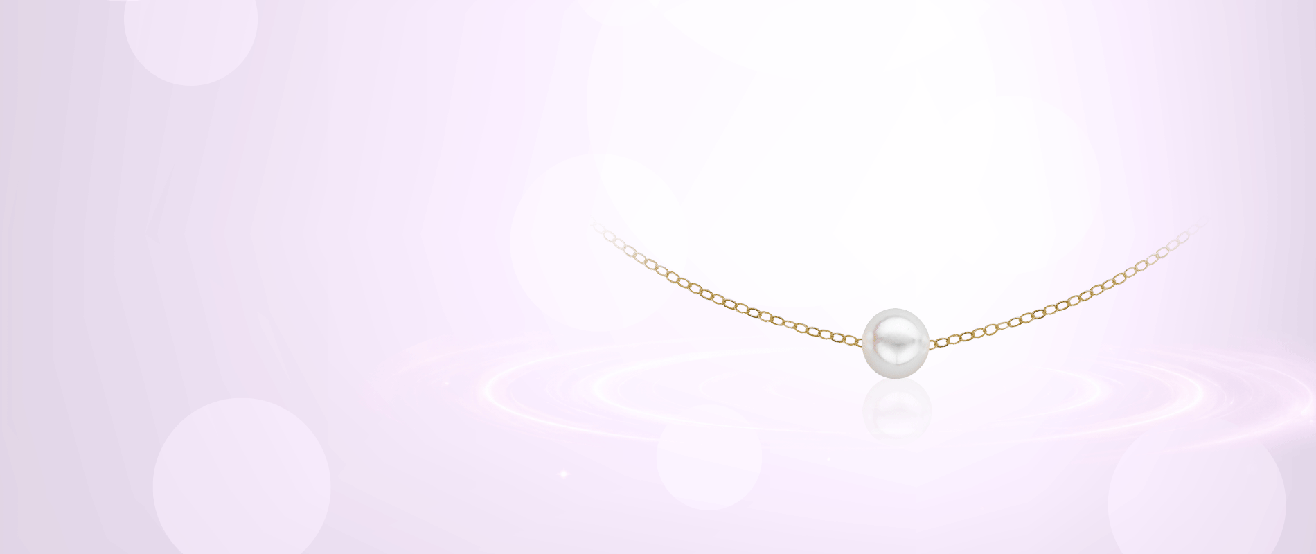 An animation showing pearls being added to a gold chain — the beginning of her strand