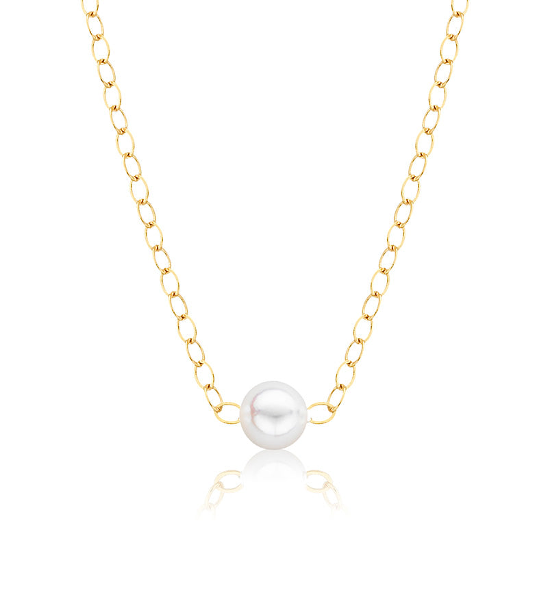 Cultured Starter Necklace (1) 6mm on a 16" 14k White Gold Original Chain