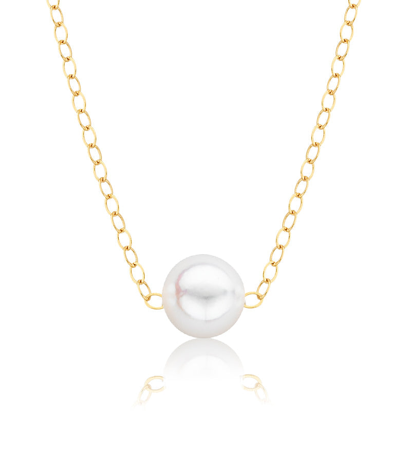 Cultured Starter Necklace (3) 5.5mm on a 16" 14k White Gold Original Chain