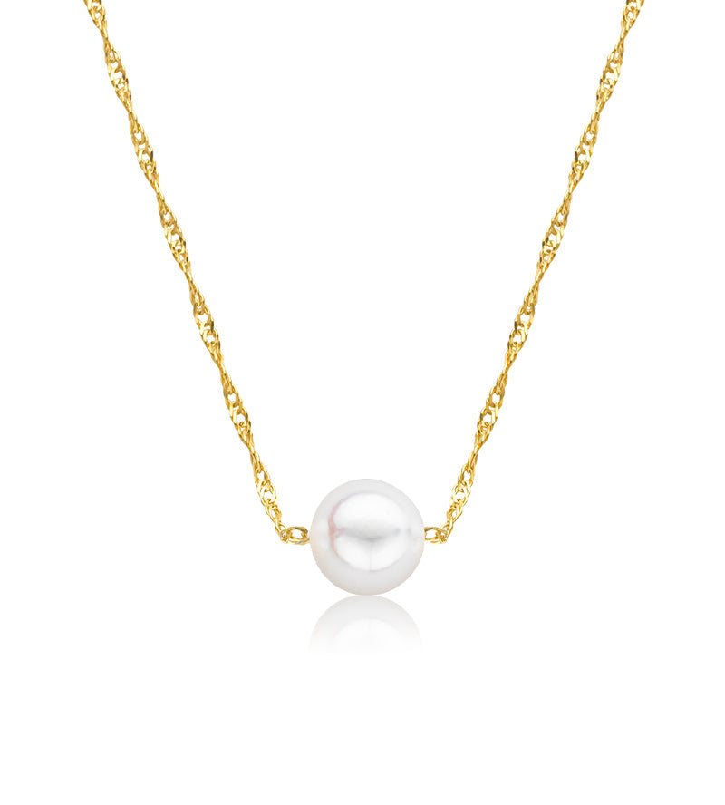 Cultured Starter Necklace (3) 7mm on a 16" 14k Yellow Gold Premium Chain