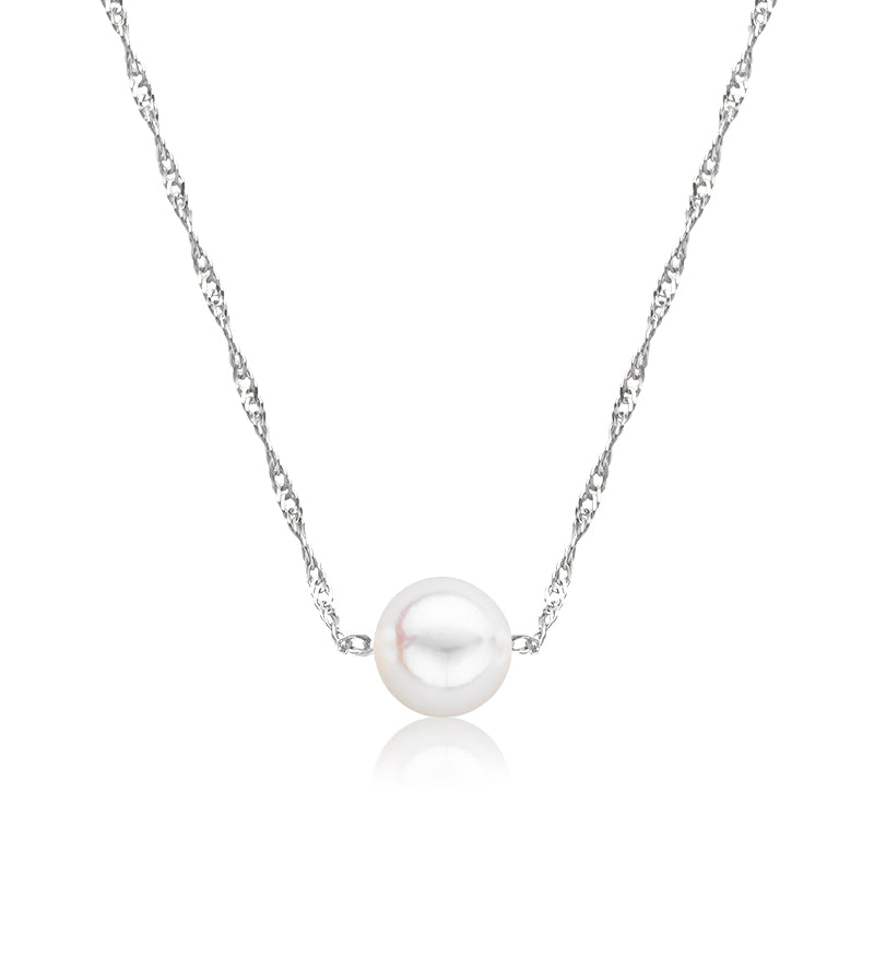 Cultured Starter Necklace (1) 3.5mm on a 16" 14k White Gold Premium Chain