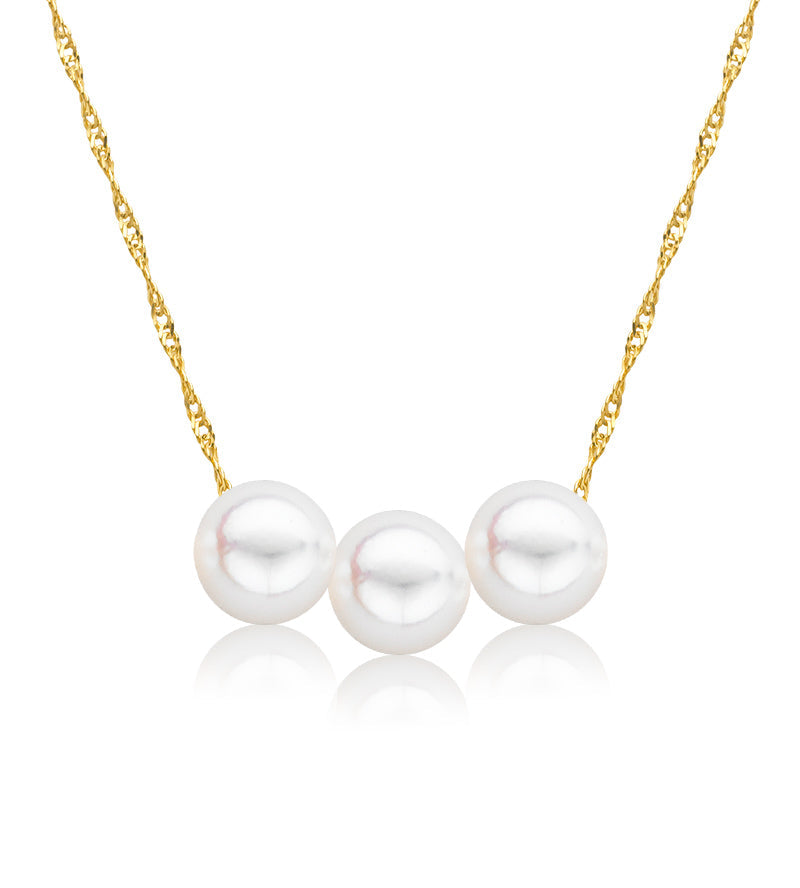 Cultured Starter Necklace (3) 7.5mm on a 16" 14k White Gold Premium Chain