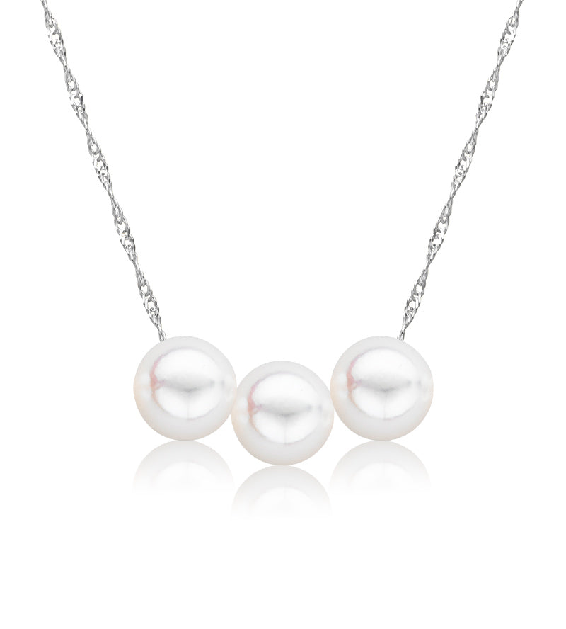 Cultured Starter Necklace (1) 4.5mm on a 16" 14k White Gold Premium Chain