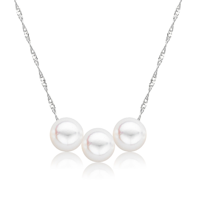 Cultured Starter Necklace (3) 4.5mm on a 16" 14k Yellow Gold Premium Chain