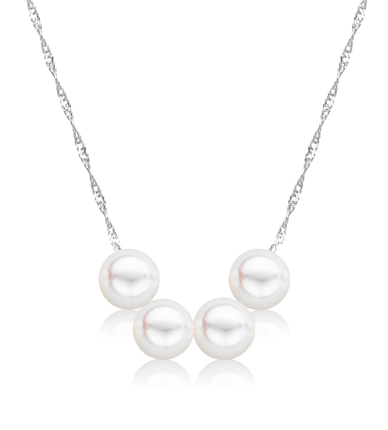 Cultured Starter Necklace (1) 6mm on a 16" 14k White Gold Premium Chain