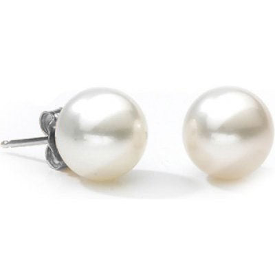 Cultured 4mm pearl earrings in 14k White Gold