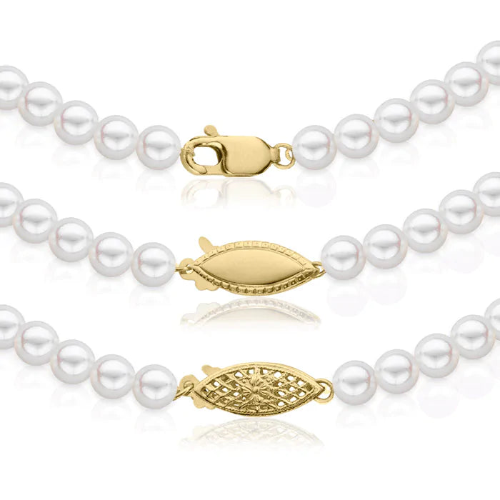 3 Clasp options on a pearl necklace