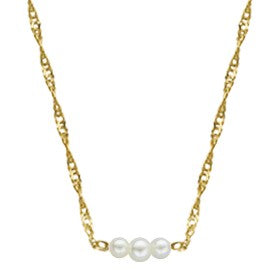 Natural Starter Necklace (2) 3.3 mm / (2) 2.7 mm on a 14k Yellow Gold 16 Inch Original Chain