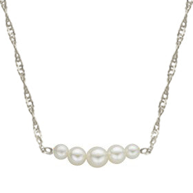 Natural Starter Necklace (2) 3.3 mm / (2) 2.7 mm on a 14k White Gold 16 Inch Original Chain