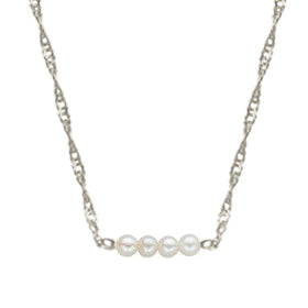 Natural Starter Necklace (2) 3.3 mm / (2) 2.7 mm on a Silver 16 Inch Original Chain