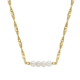Natural Starter Necklace (2) 3.3 mm / (2) 2.7 mm on a 14k White Gold 16 Inch Premium Chain