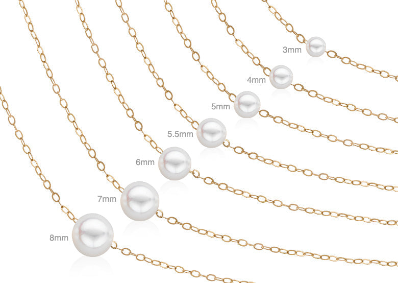 Cultured Starter Necklace (1) 6.5mm on a 16" 14k White Gold Original Chain