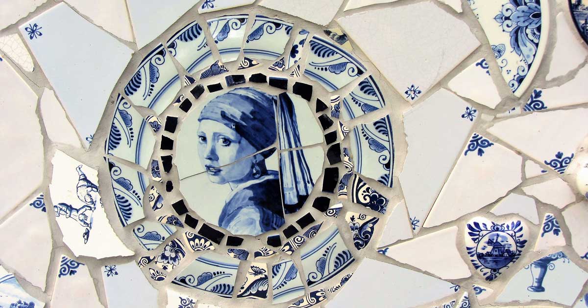 Mosaic art featuring Vermeer's Girl With a Pearl Earring